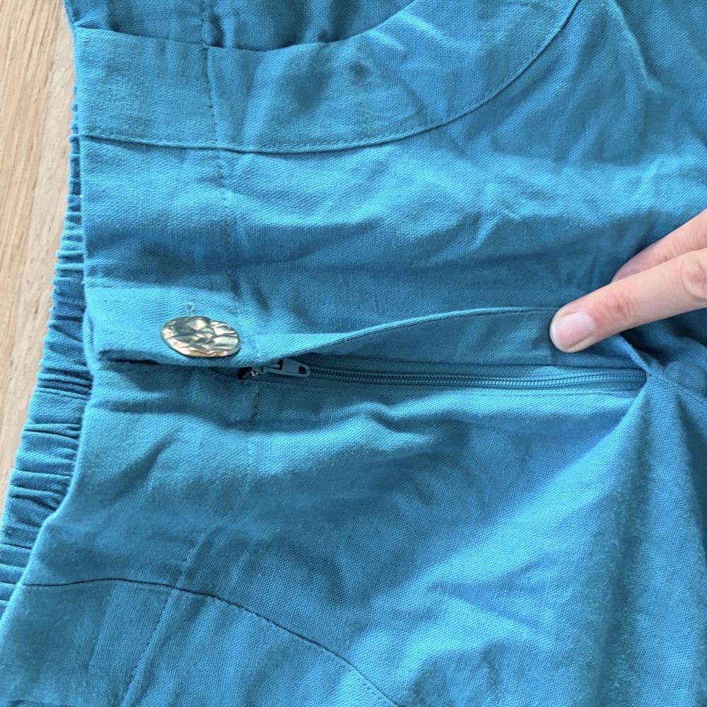 House of Harlow 1960 Linen Blend Shorts XS Teal Turquoise High Waist Tailored - Picture 5 of 5